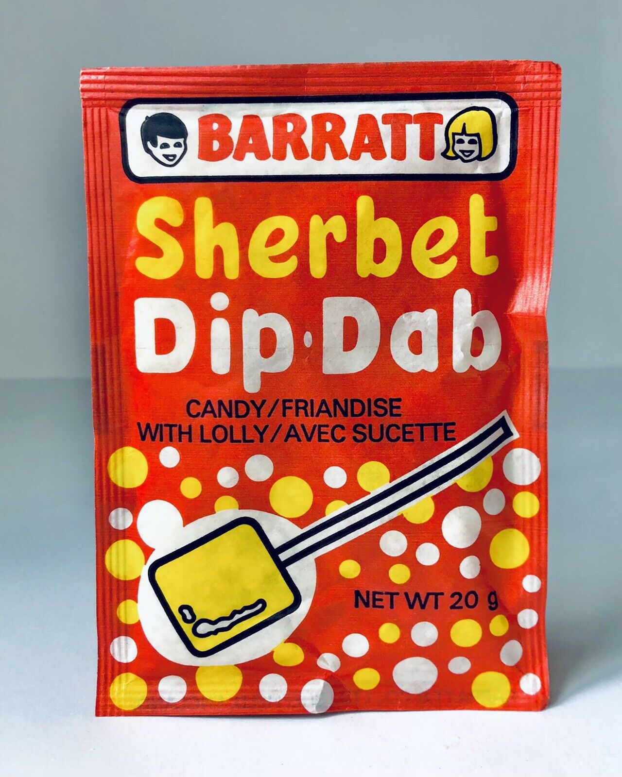 Vintage 1975 Barratt SHERBET DIP DAP Candy Pack SEALED container 5” SHEFFIELD UK