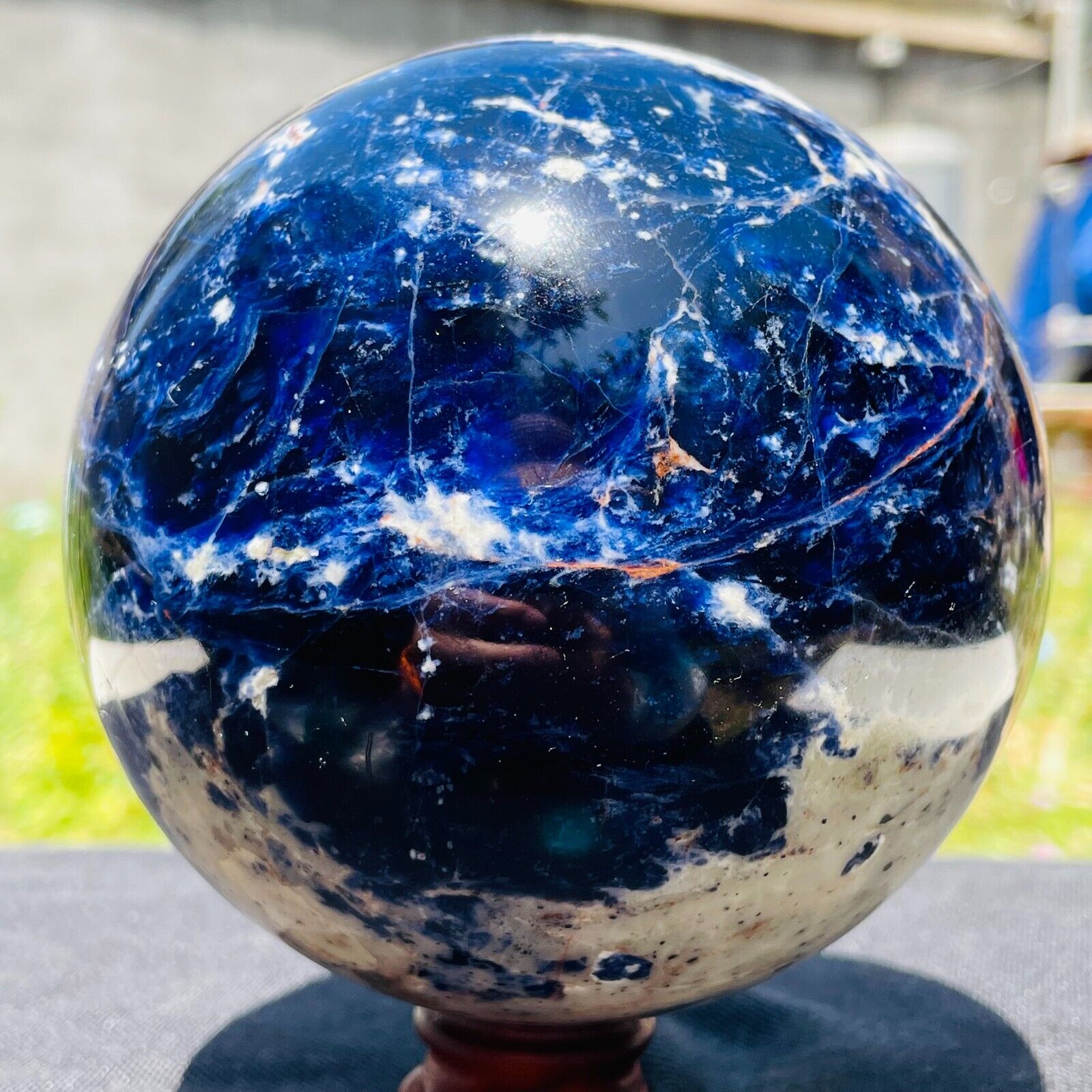 3.50LB Top Large Blue Sodalite Crystal Chakra Stone Energy Sphere Healing Reiki