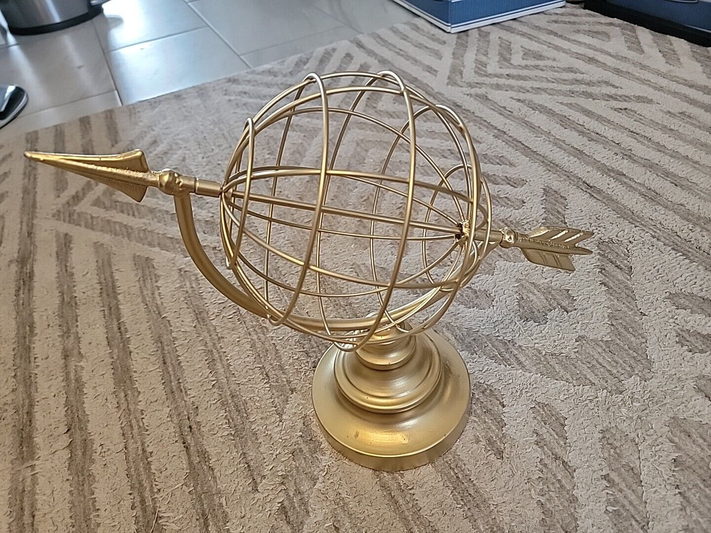 Vintage Celestial Nautical Metal Gold Toned Armillary Arrow Sphere Art 