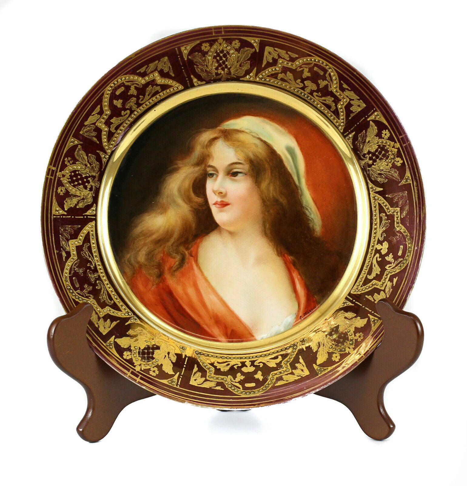 Royal Vienna & Haviland Limoges Porcelain Signed Plate c1900. Female Beauty