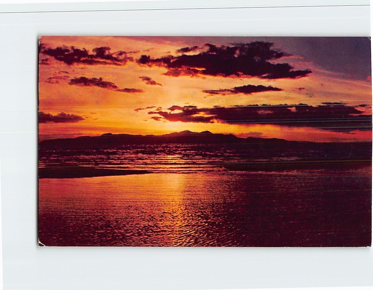 Postcard Sunset over Great Salt Lake Utah USA