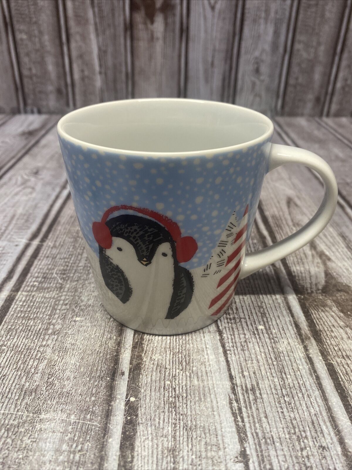 Starbucks Coffee Mug Penguin With RED Earmuffs Winter 8 oz Cup 2016