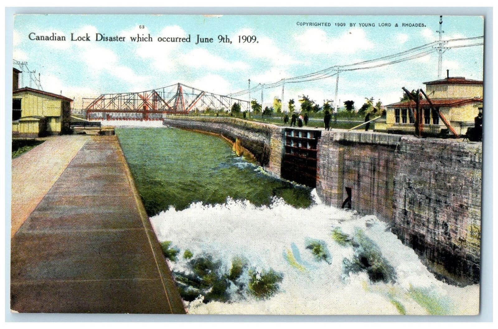 1910 Canadian Lock Disaster Which Occurred June 9th Sault Ste. Marie MI Postcard