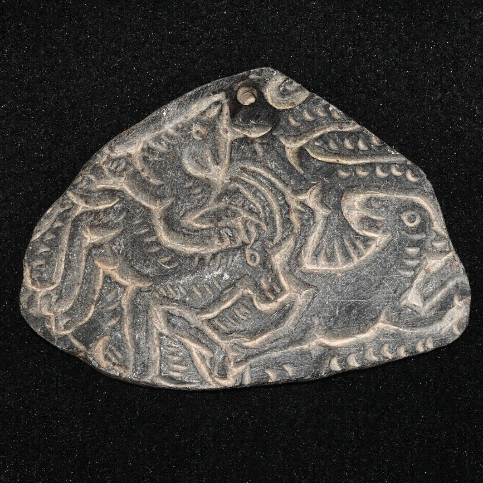 Genuine Ancient Jiroft Civilization Stone Relieve Tile Pendant in Good Condition