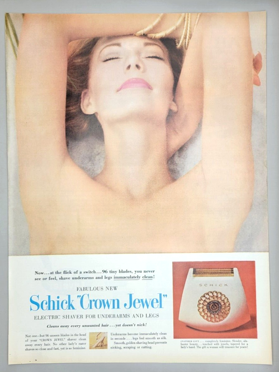 1960 Schick Crown Jewel Shaver Clean Relaxed Resting Woman Underarms Legs 60\'s