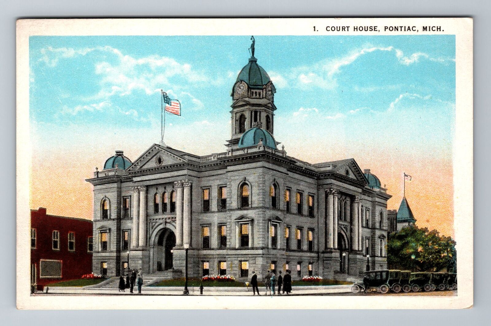 Pontiac MI-Michigan, Court House, Exterior, Vintage Postcard