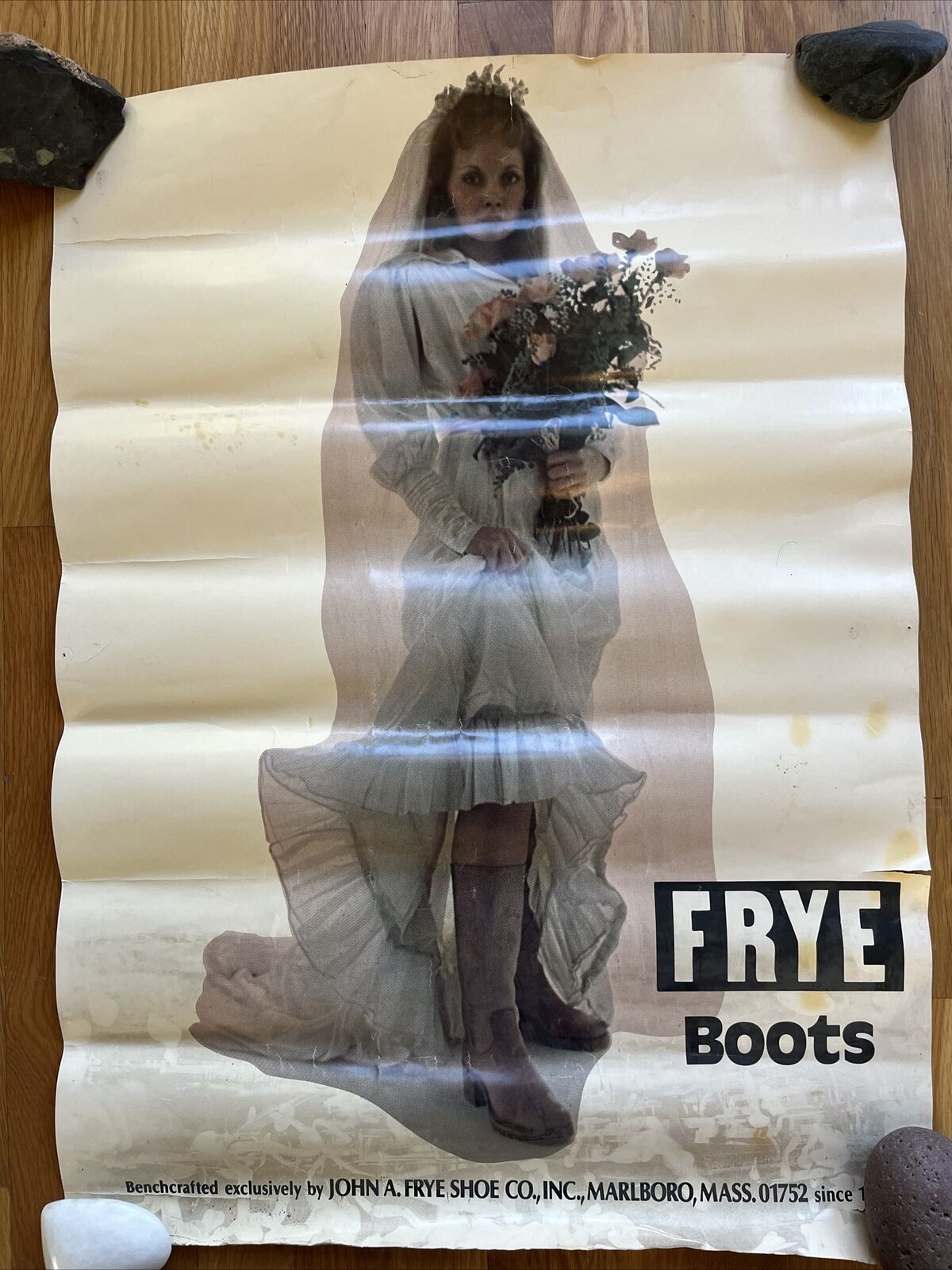 Vintage Frye Boots Poster 1968 Wedding Bride Advertisement 28x20