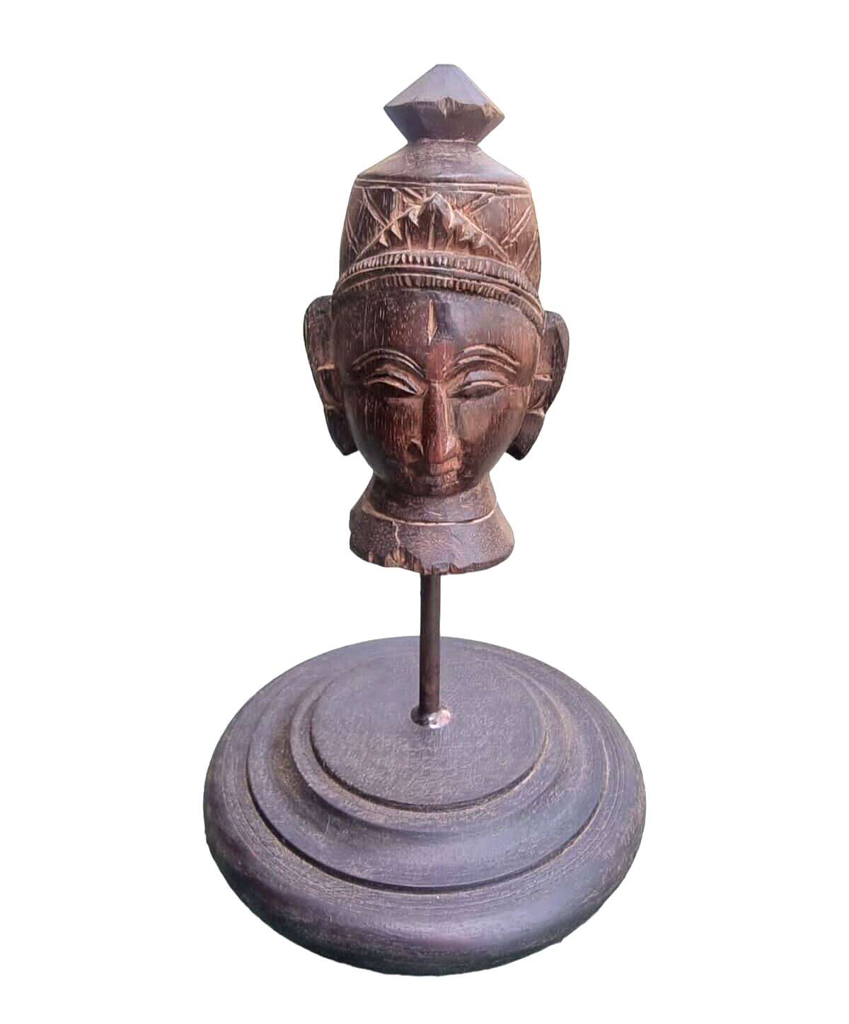 Vintage Old Antique Rose Wood God Face Beautiful Wooden Statue Table Top