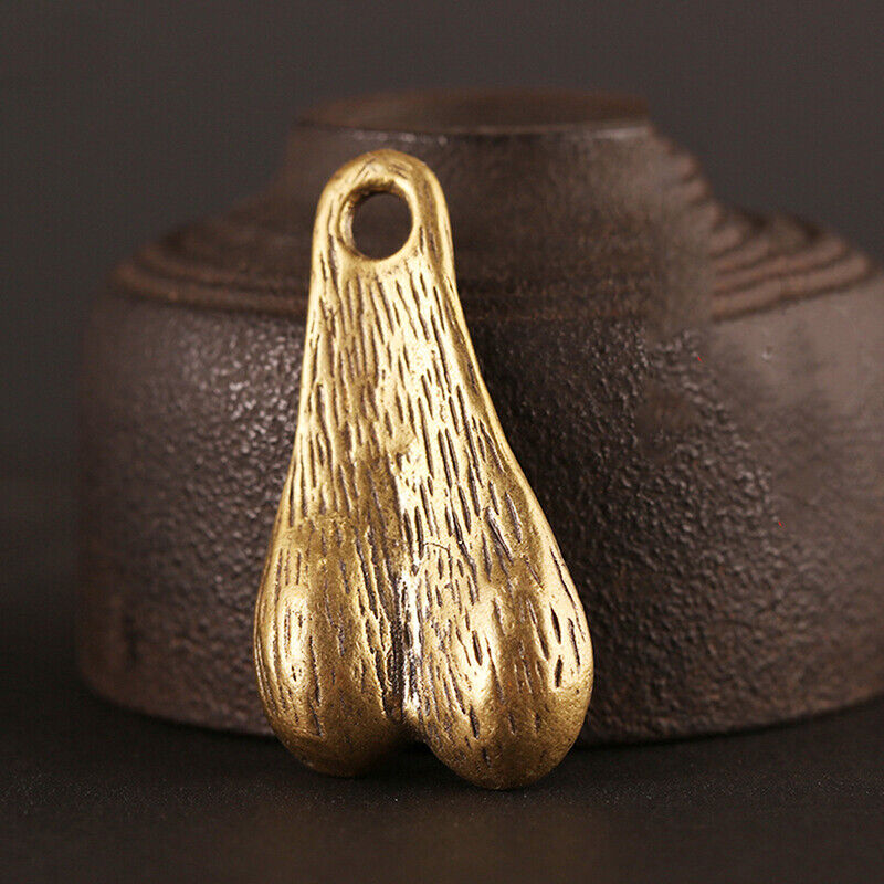 Solid Brass Men Testicles Pendant for Keychain Trendy Balls Keyr~;z
