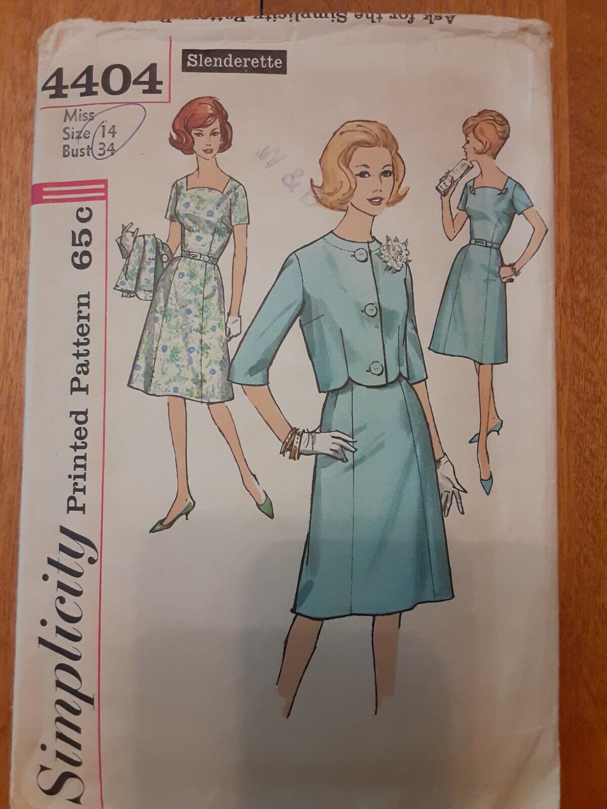VTG Simplicity Pattern #4404 Miss Size 14 Bust 34 One-Piece Dress And Jacket