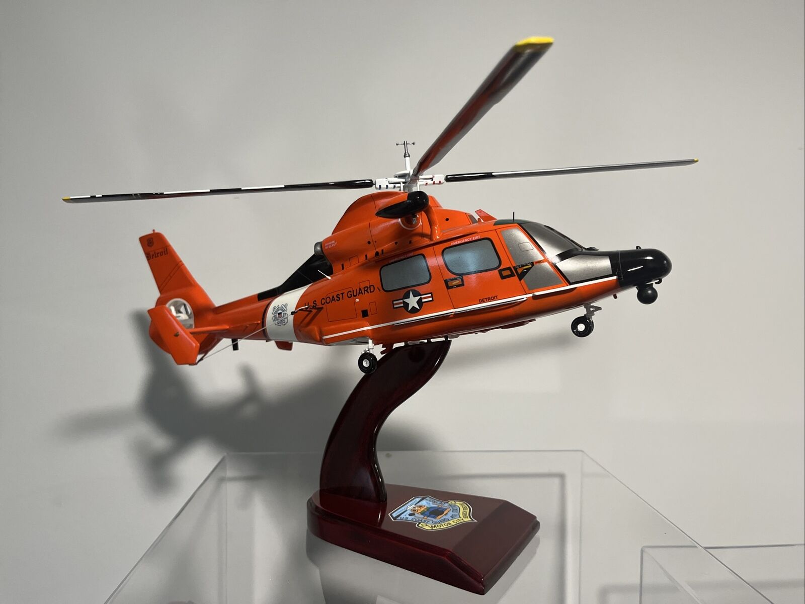 HH-65C Dolphin Helicopter Coast Guard USCG  Air Station Detroit Desktop Model
