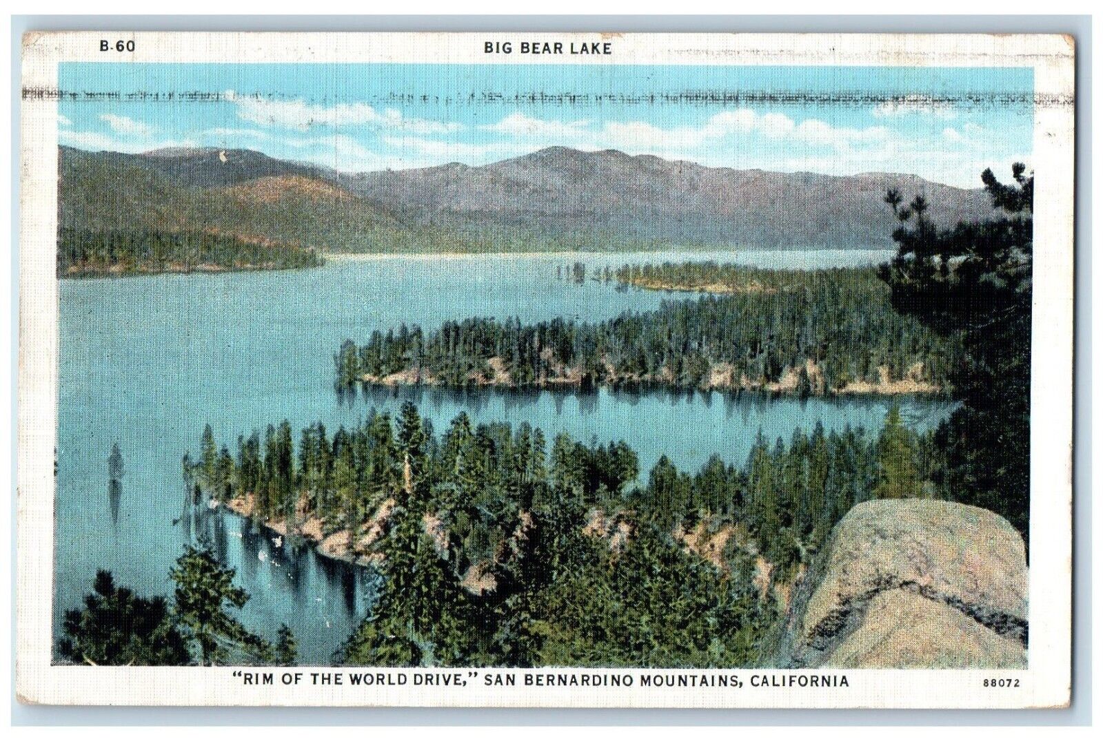 1935 Big Bear Lake Rim World Drive San Bernardino Mountains California Postcard