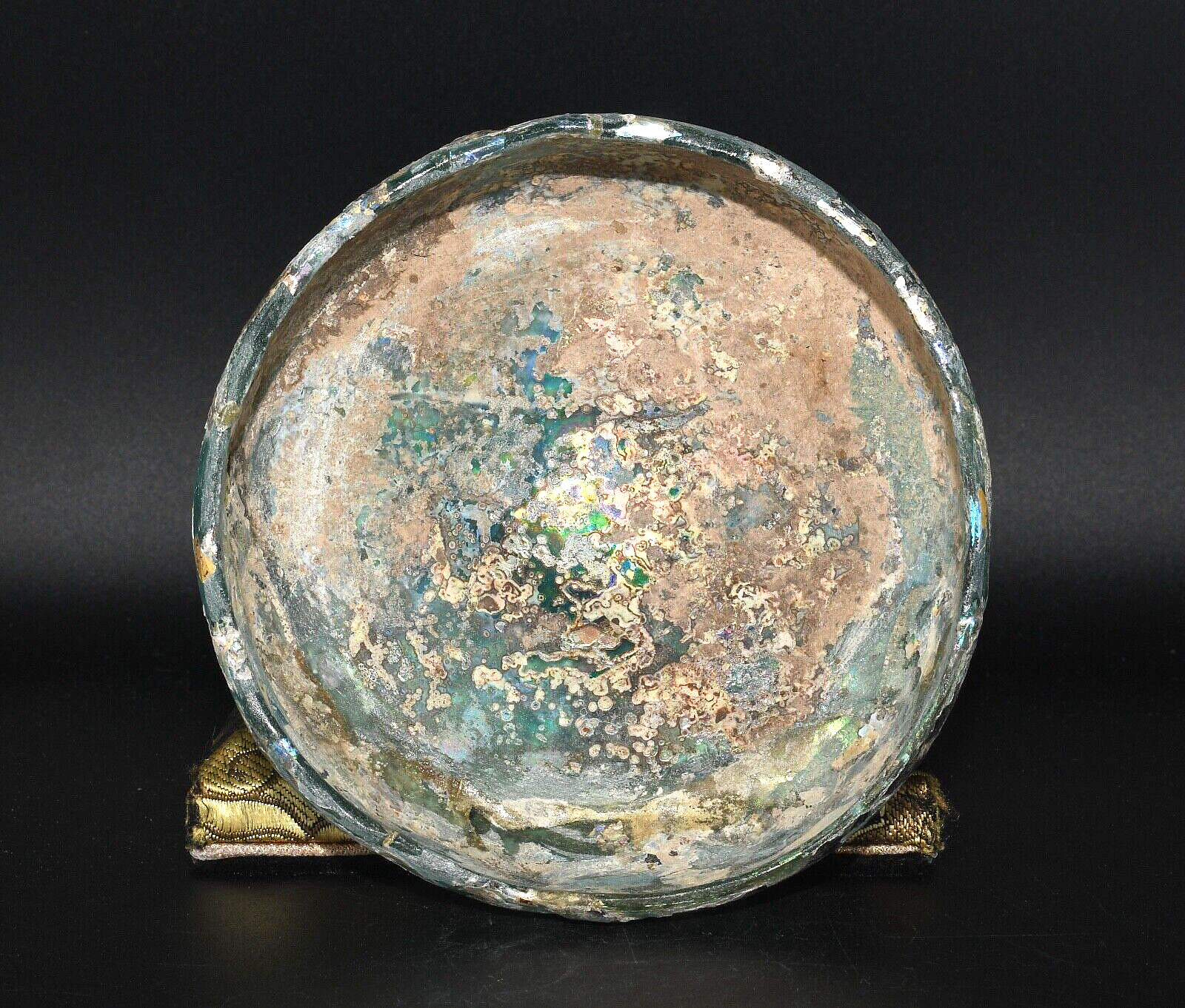 Large Ancient Roman Glass Bowl with Iridescent Patina From Middle East