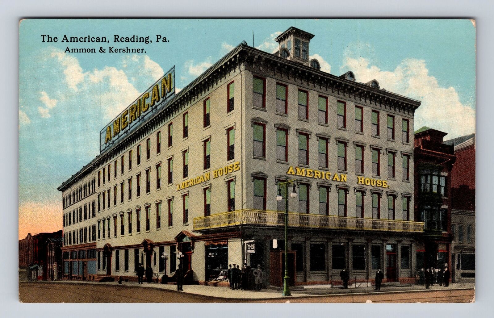 Reading PA-Pennsylvania, Exterior of American House Hotel, Vintage Postcard