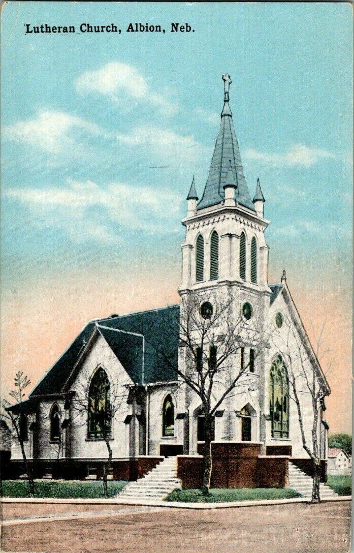 1910. ALBION, NEB. LUTHERAN CHURCH. POSTCARD II5
