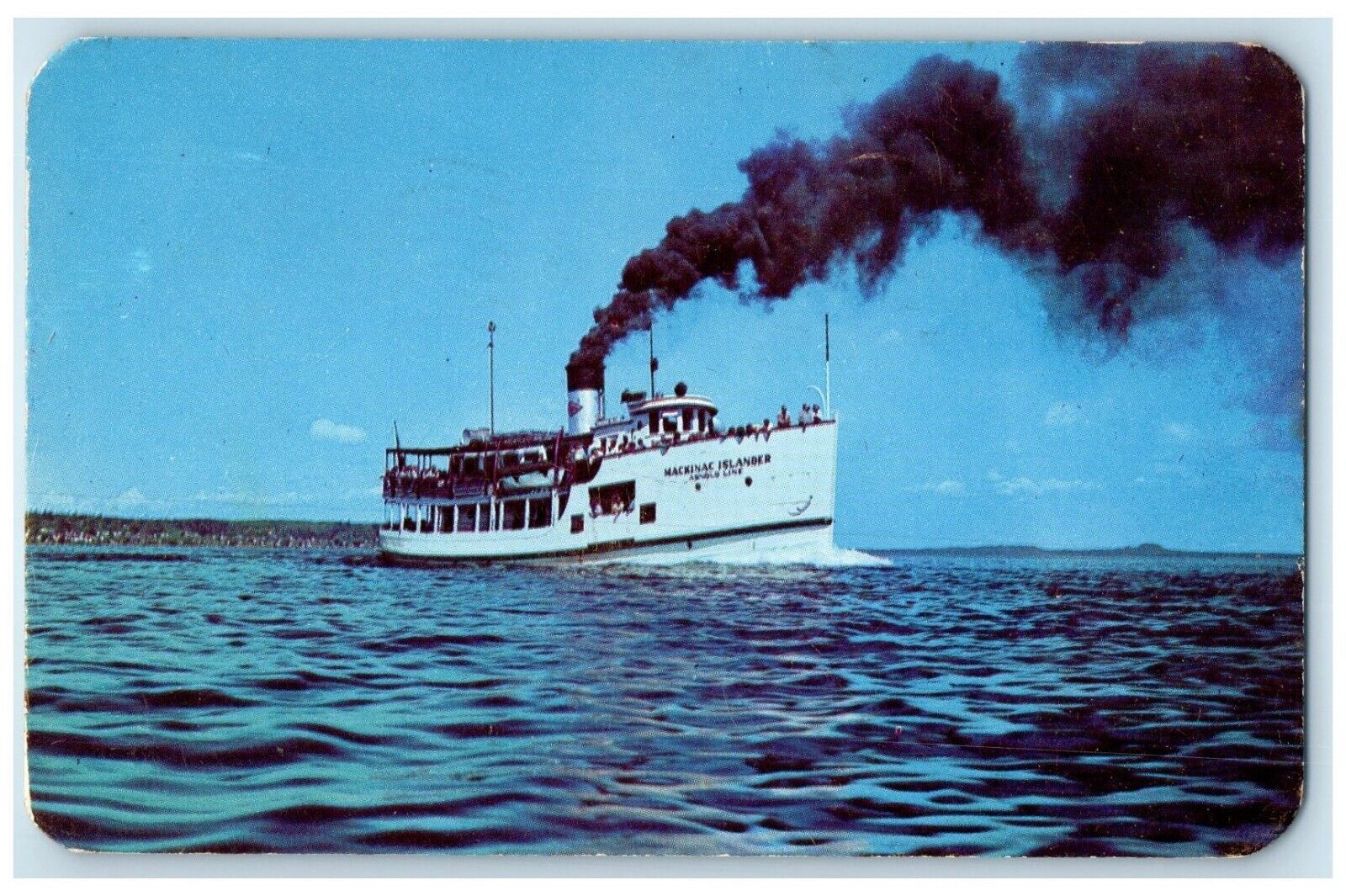 1950 SS Mackinac Islander Steamer Ship St. Ignace Michigan MI Vintage Postcard