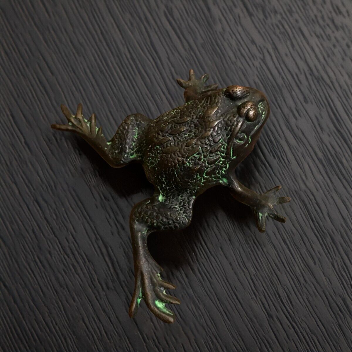 Frog of Success Antique Bronze Figurine Sculpture Art Decor Weight 440 gr  1970s