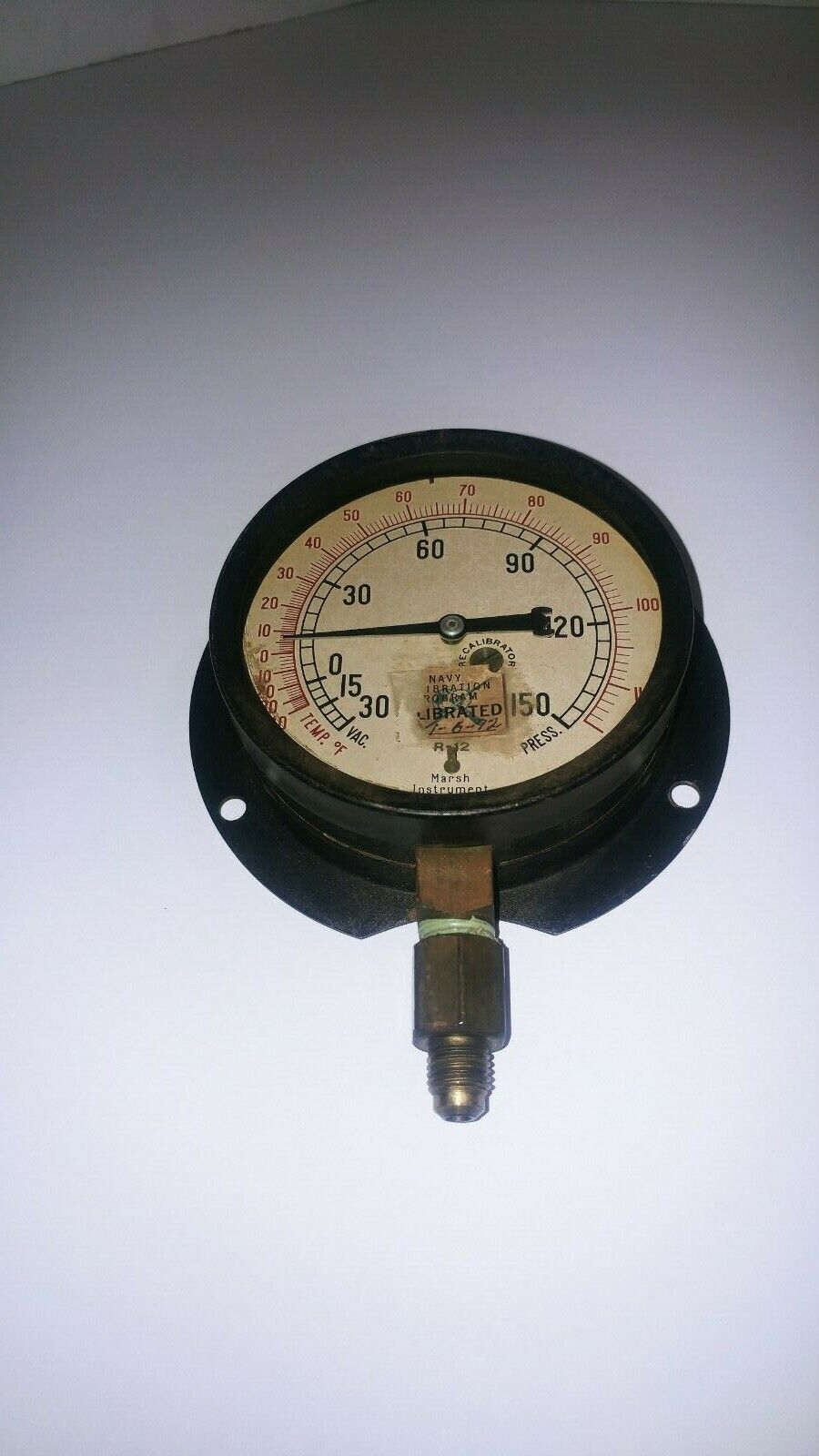 Vintage Marsh Instrument Company 5801 Vacuum Pressure Gauge Navy Calibrated