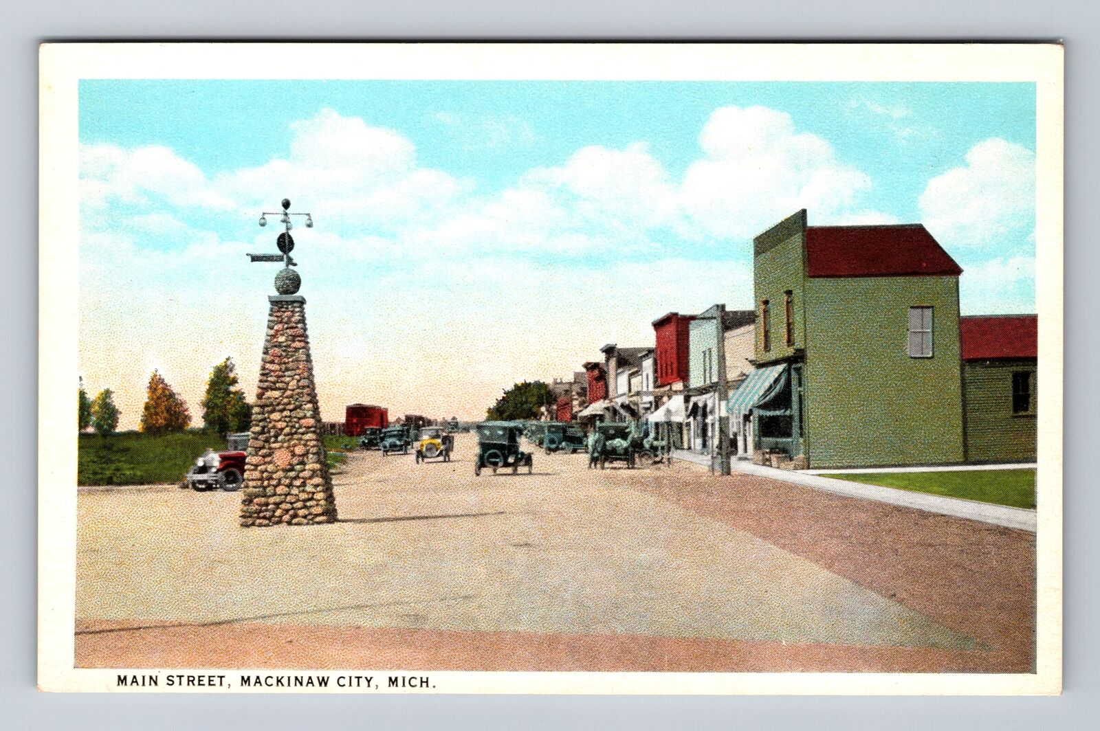 Mackinaw City MI-Michigan, Main Street, Antique, Souvenir Vintage Postcard