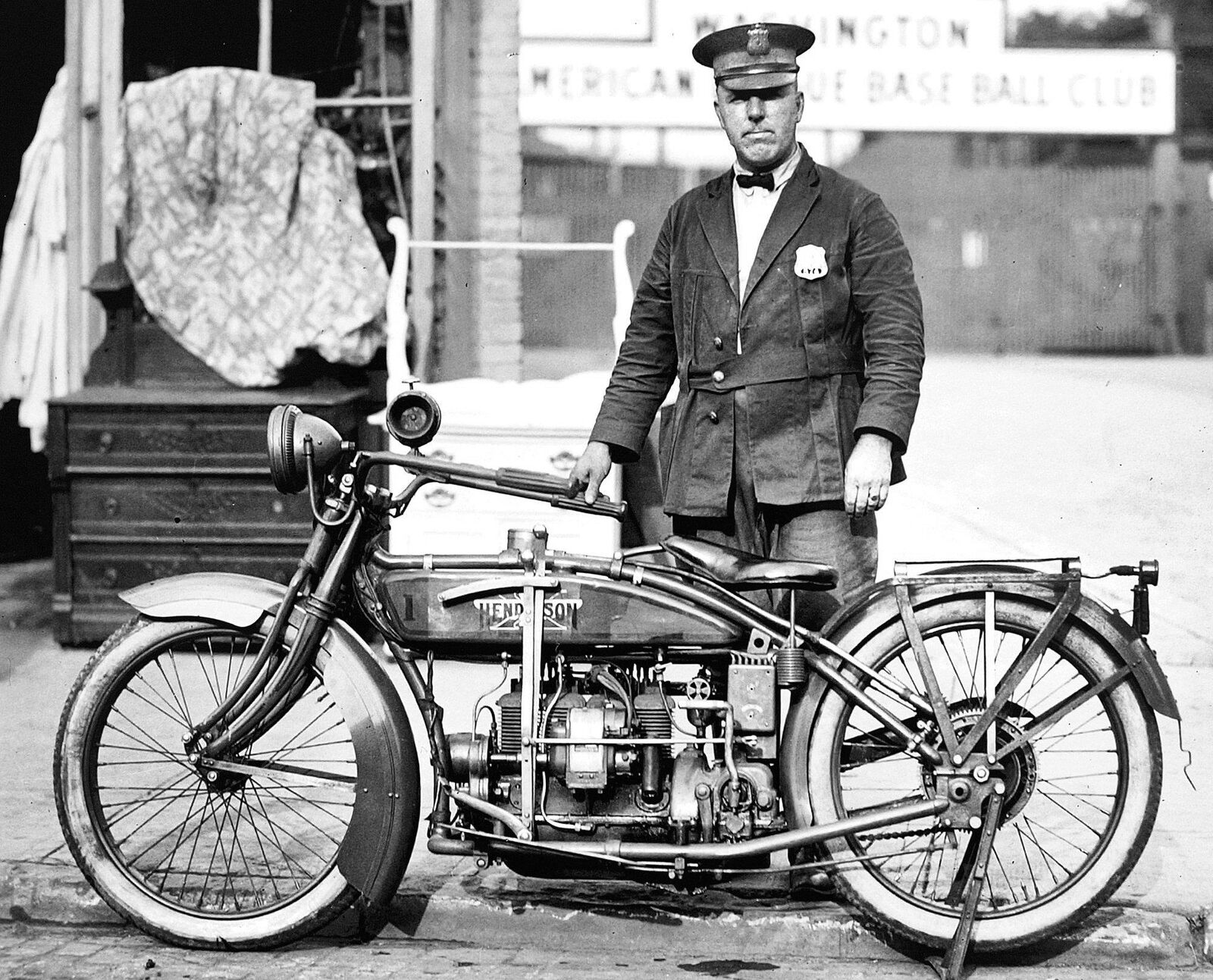 1922 POLICE MAN & His WILLIAMS & HENDERSON MOTORCYCLE 8.5X11 Photo