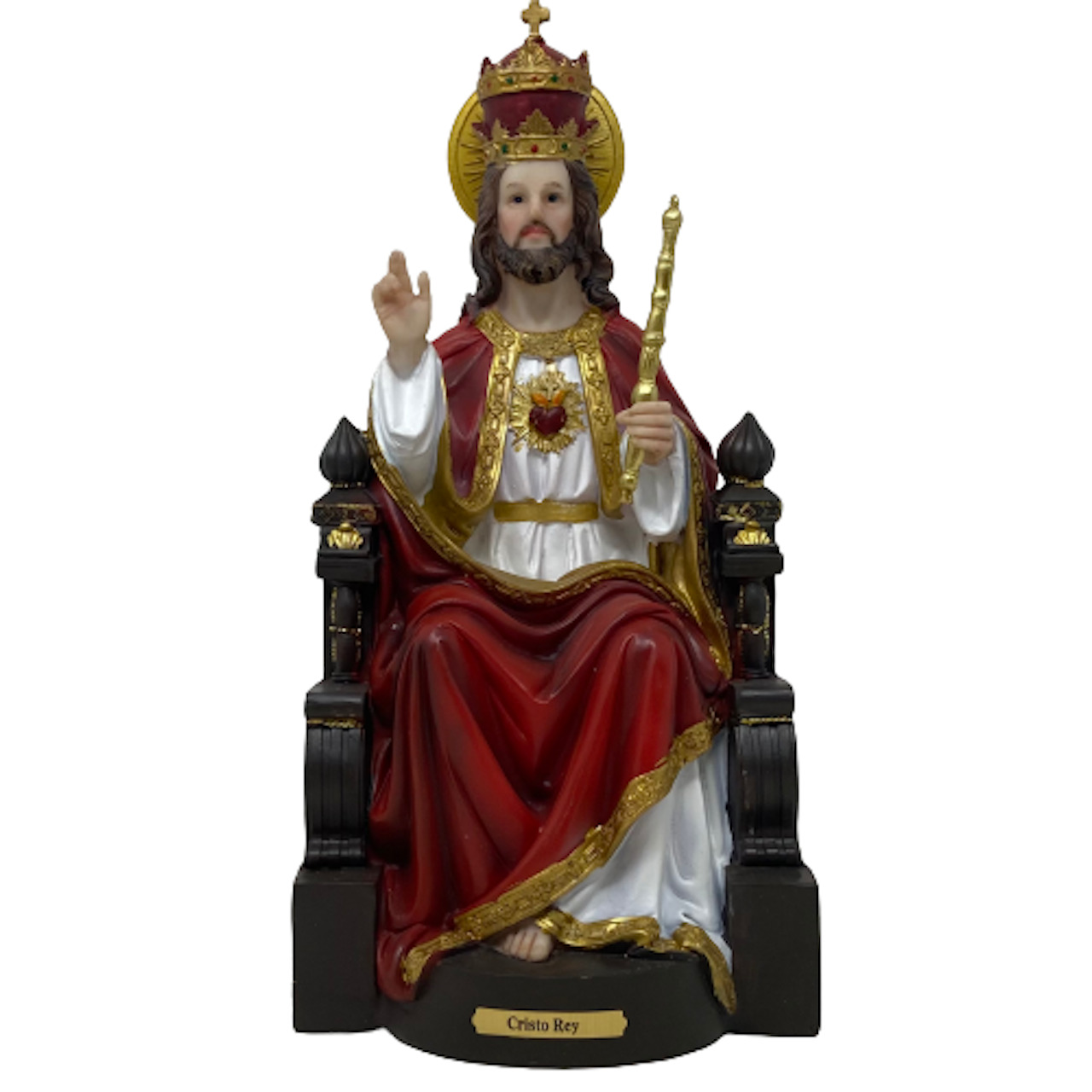 Cristo Rey en el Trono Estatua de Resina 12 Inch Finamente Detallado Y1139 Nuevo