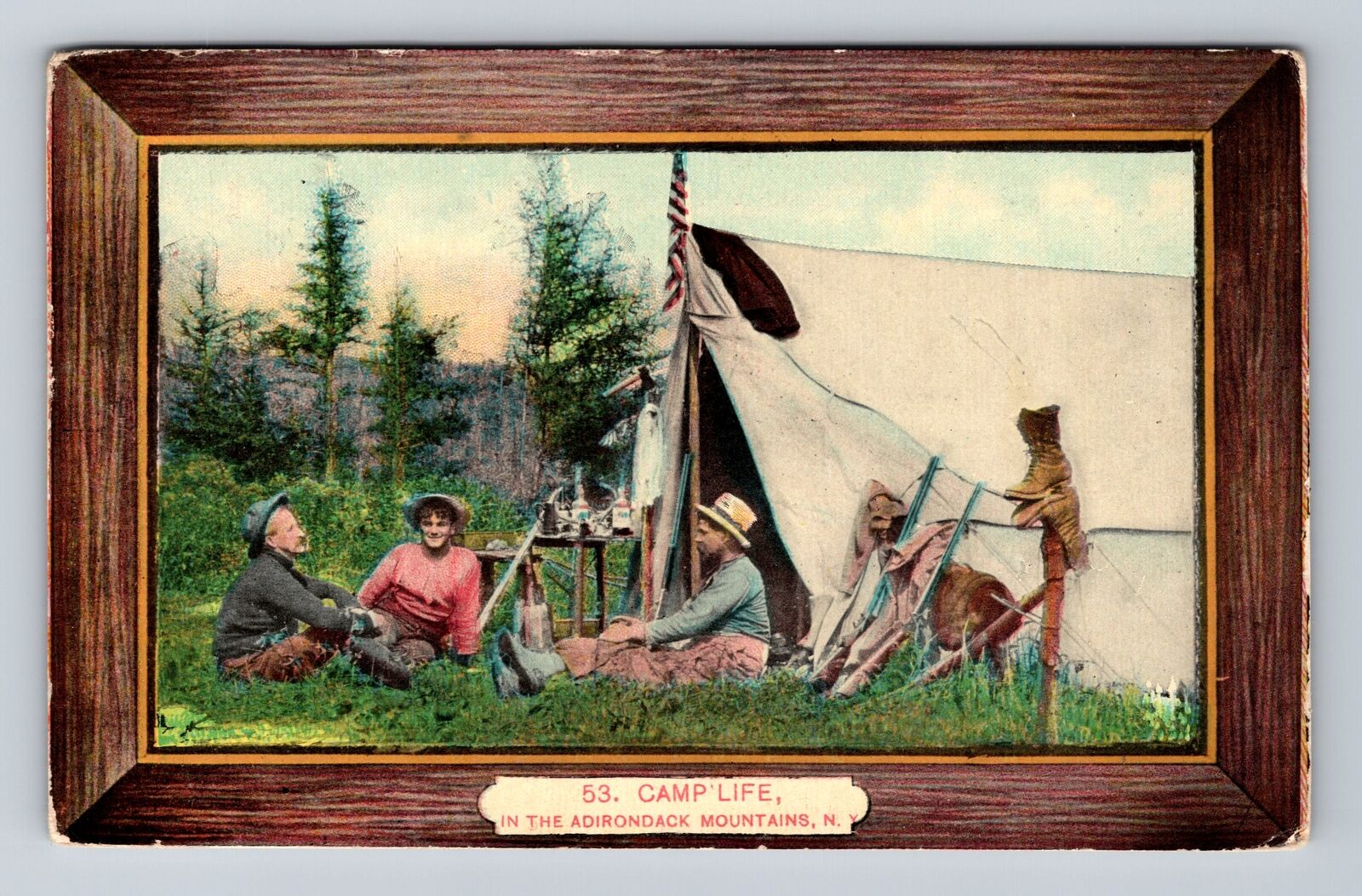 Adirondack Mountains NY-New York, Camp Life Adirondacks, Vintage c1909 Postcard