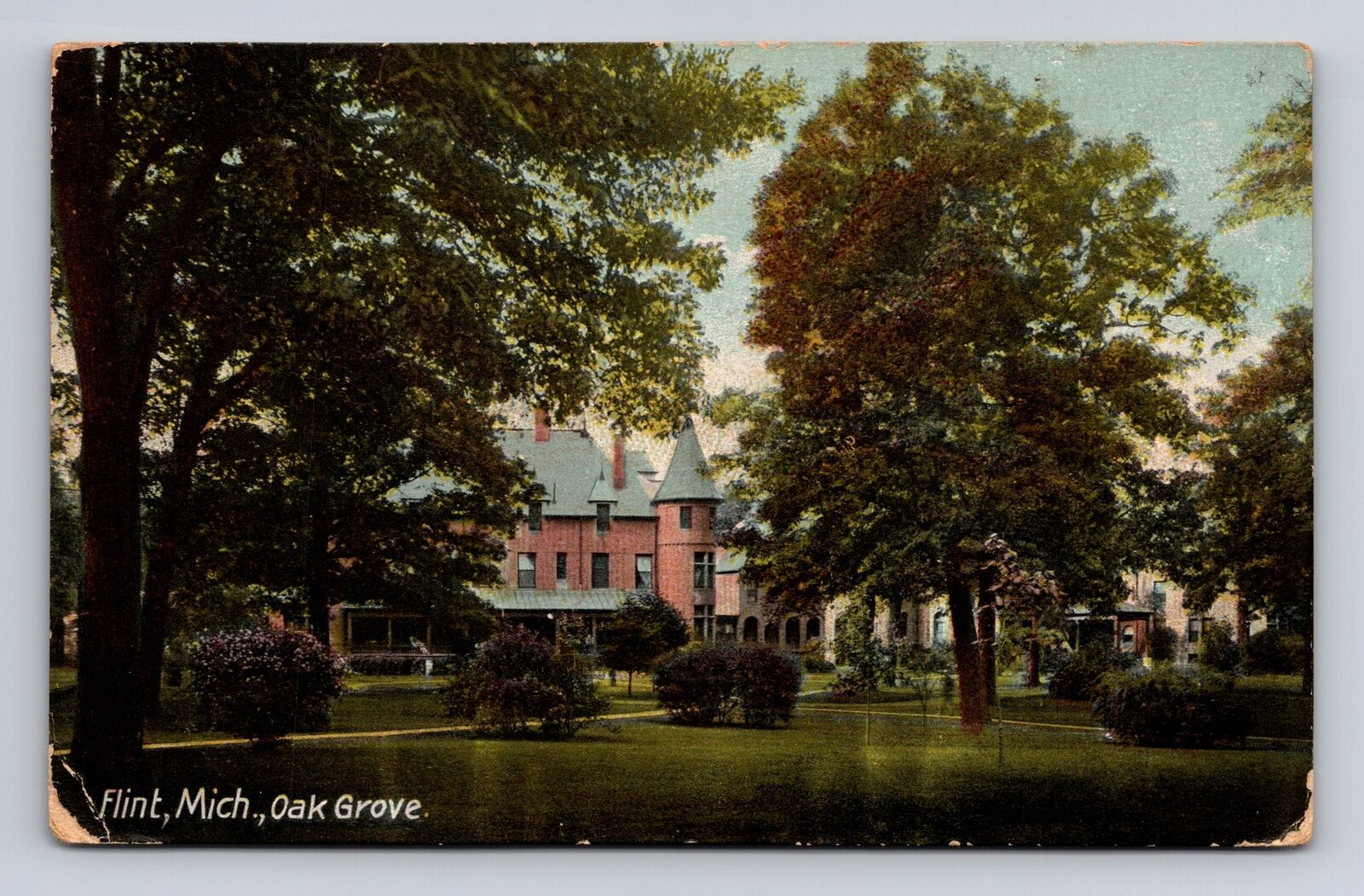Flint MI-Michigan, Oak Grove, Antique, Vintage c1908 Postcard