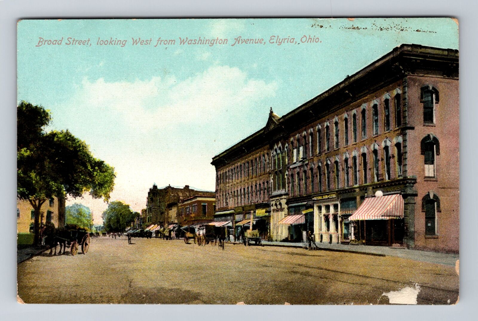 Elyria OH-Ohio, Broad Street Looking West, Antique Souvenir Vintage Postcard
