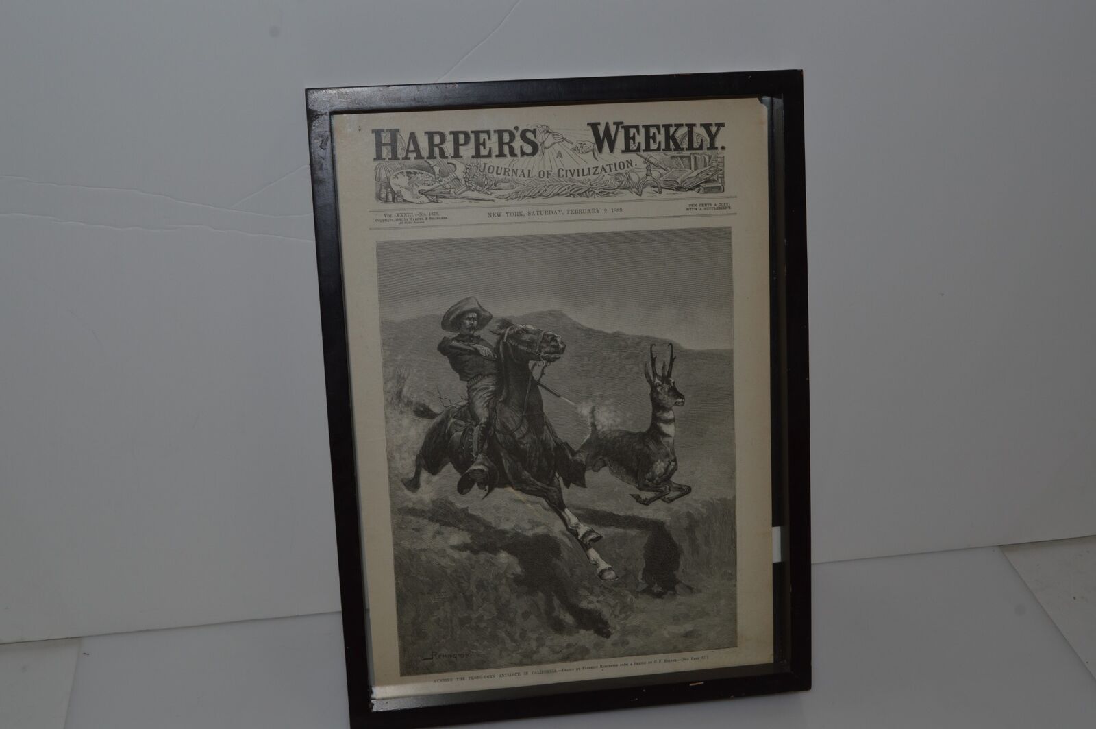 HARPER'S WEEKLY FEB 2 1889 - FREDERIC REMINGTON WOOD ENGRAVING    (YKL57)