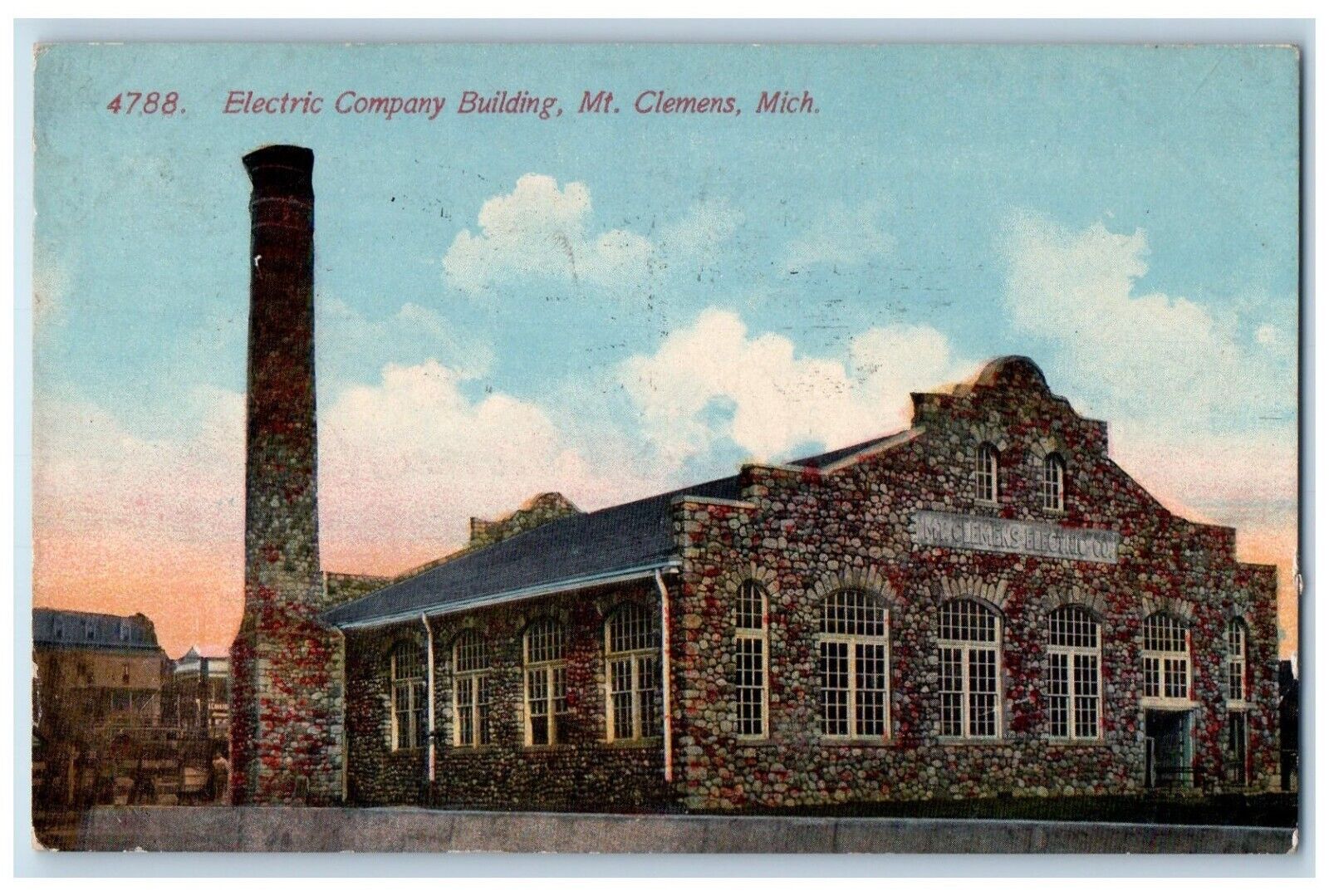 1916 Electric Company Building Exterior Mt. Clemens Michigan MI Vintage Postcard