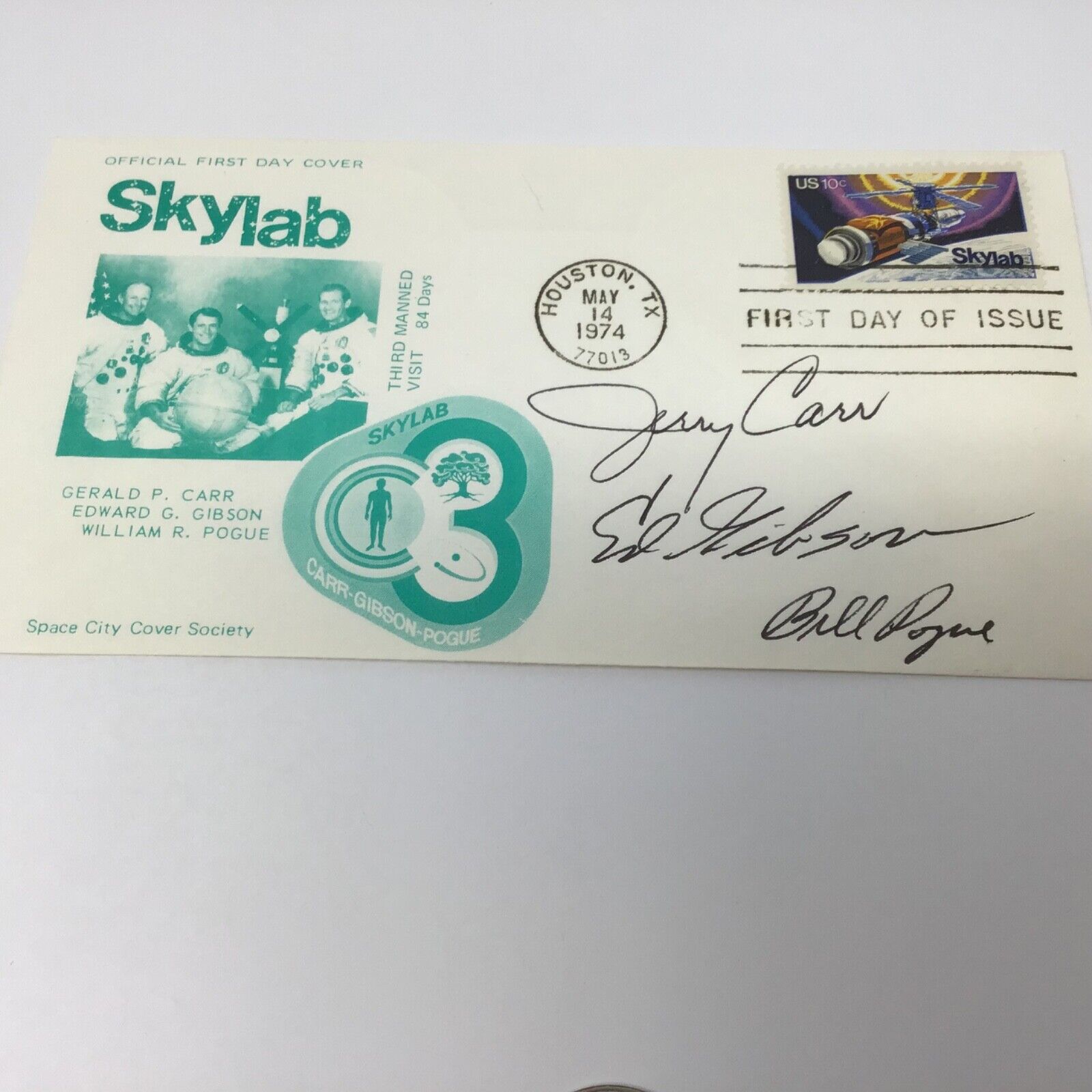 vintage NASA commemorative SKYLAB 3rd Manned- First day of issue 1974 signed