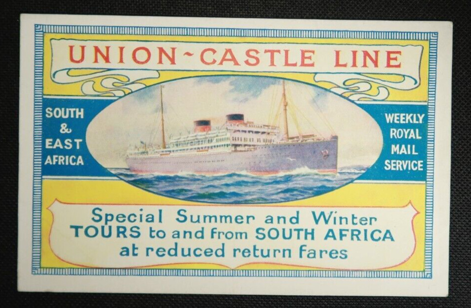 Union Castle Line Poster Art Postcard Steamship Special Summer Winter Tours