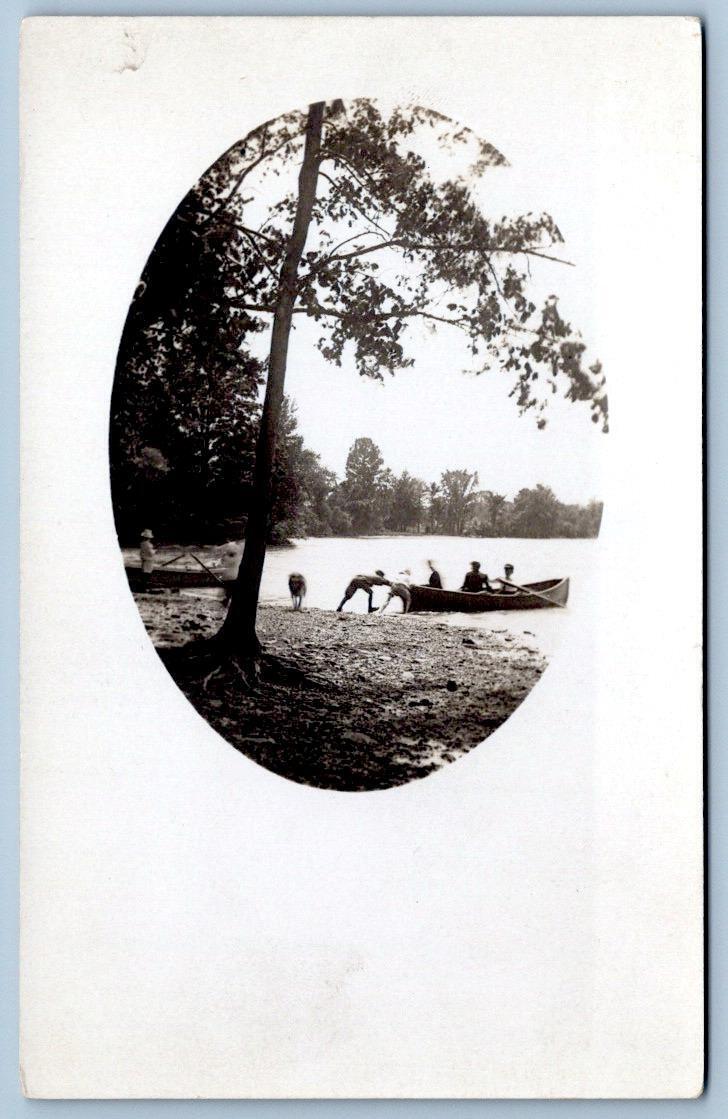 1910's RPPC FLOYD INGRAHAM SPRINGWATER NY PHOTOGRAPHER CANOE PEOPLE POSTCARD