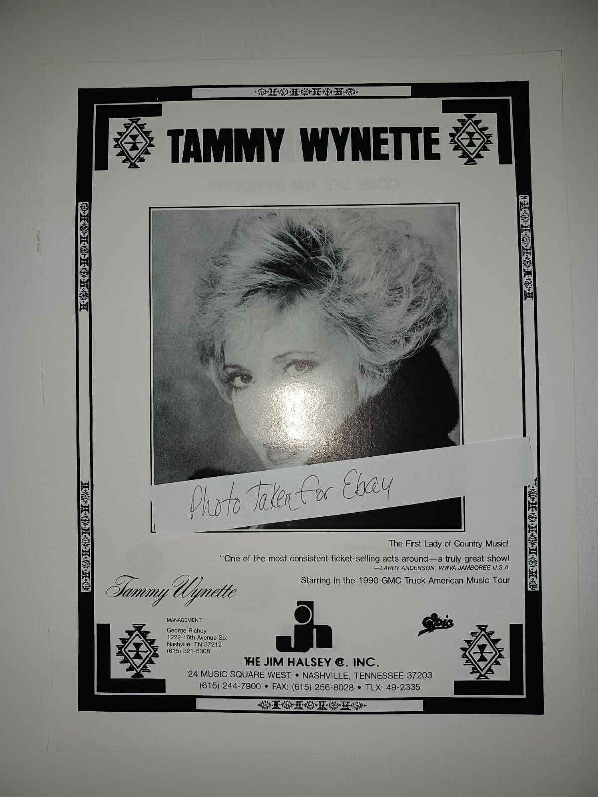 Tammy Wynette, Brenda Lee Vintage 1990 8x11 Magazine Ad