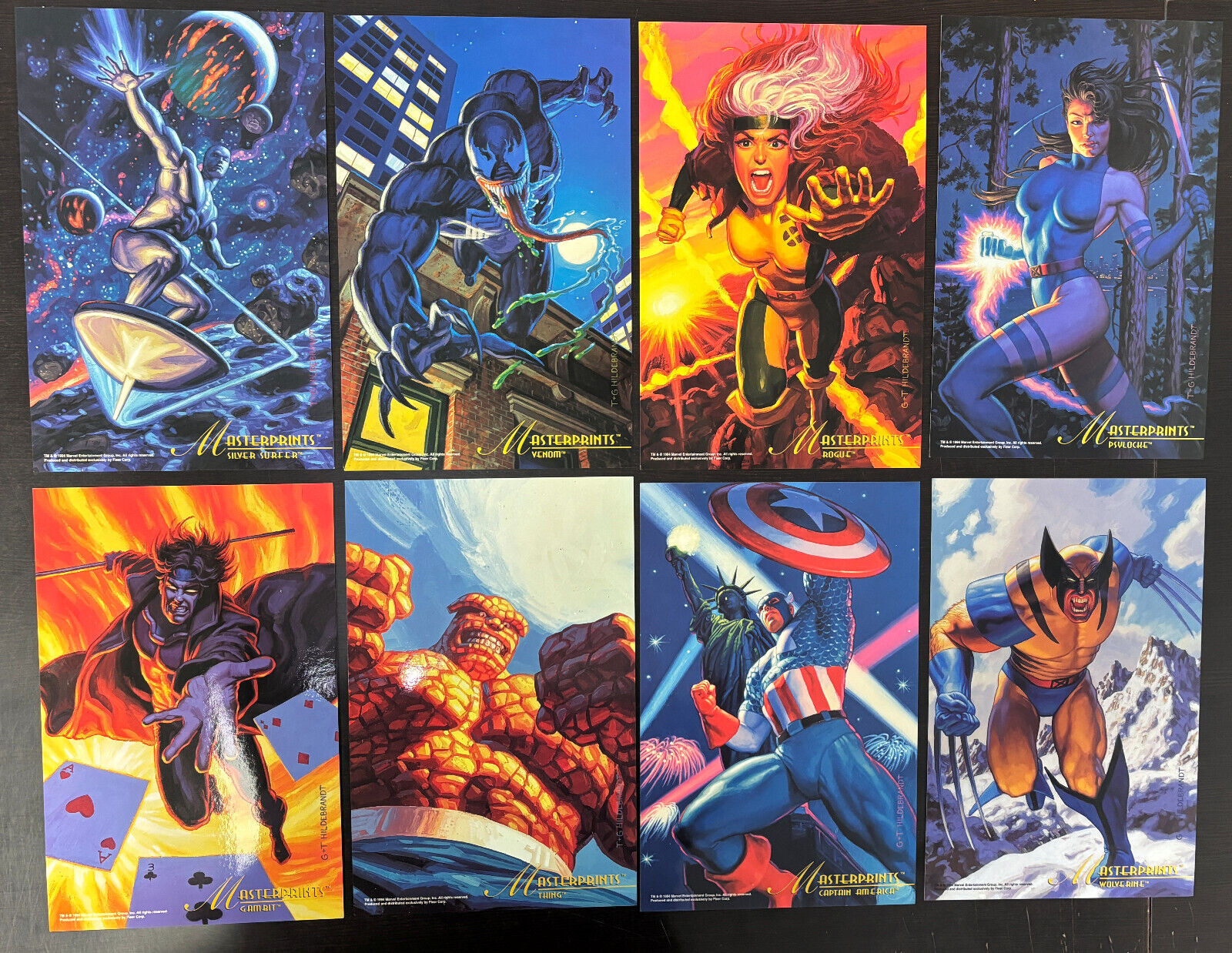 1994 Marvel Masterpieces Masterprints Jumbo 6.5x10 Card Set of 8 w/poster Sealed