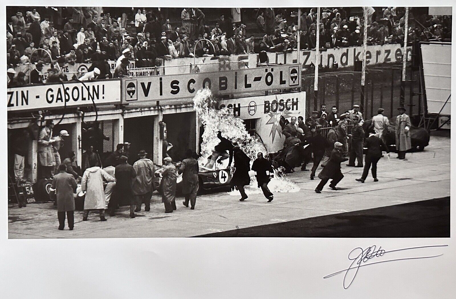 Signed Scarlatti Jesse Alexander Photograph Litho 1960 German Grand Prix Ferrari