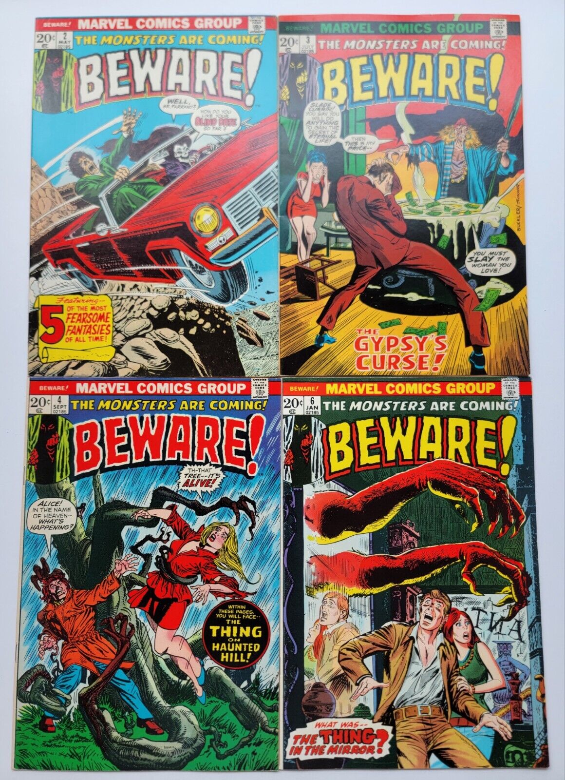 Beware Comic Lot (4) #2, 3, 4 & 6 VF-VF/NM Bronze Age Horror 1973 High Grade 