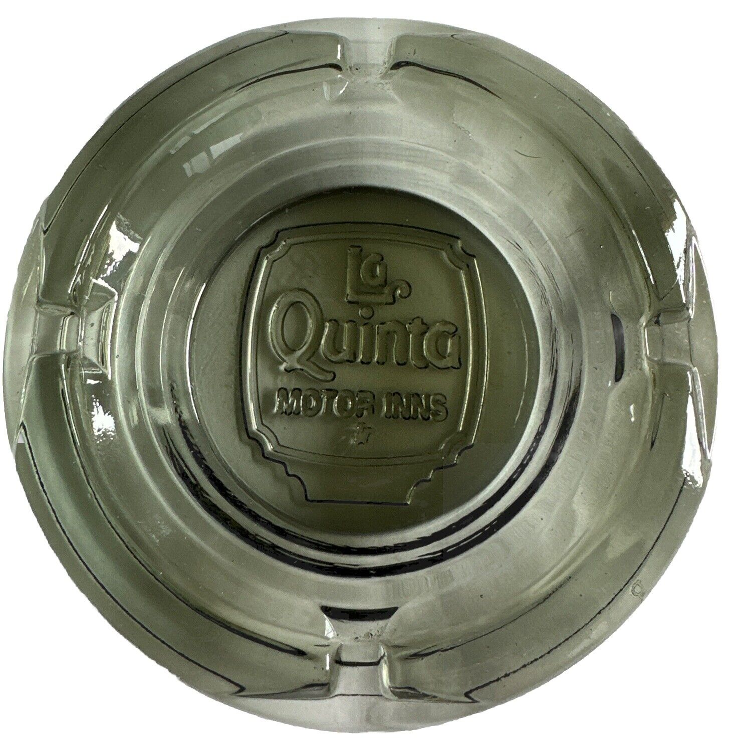 Vintage La Quinta Motor Inns Glass Smoky Ashtray 4.5 Inch 4 Slot