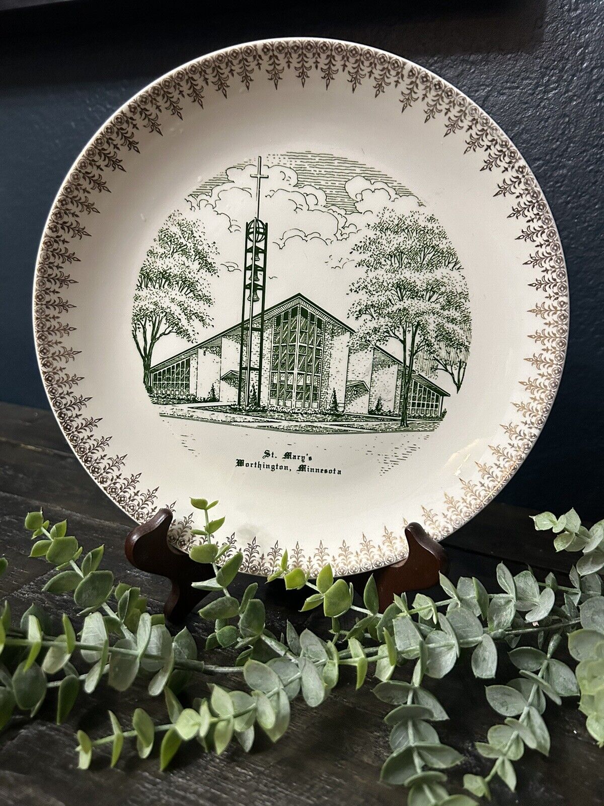 Vtg 1943 St. Mary’s Church Commemorative Plate Minneapolis Minnesota DuPont 10