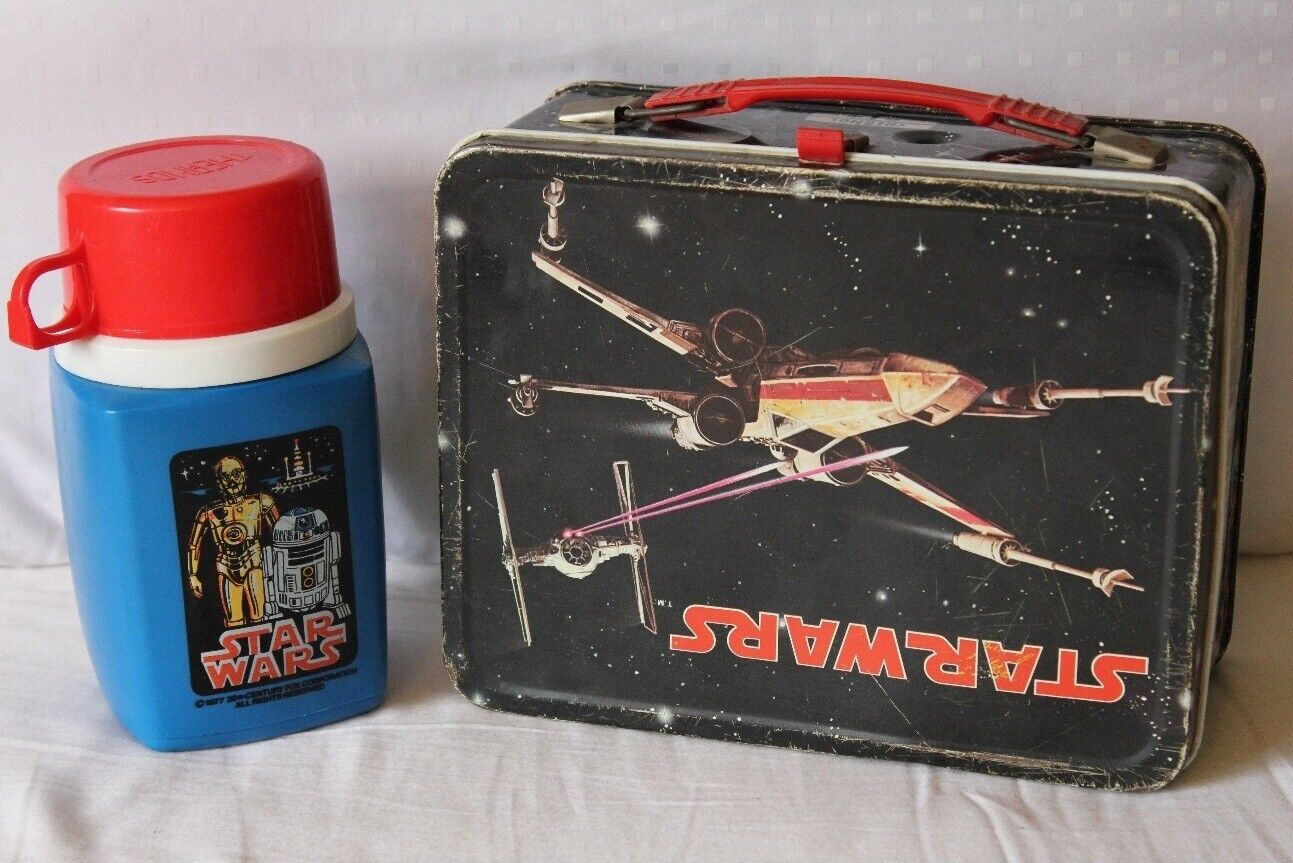 Hyper RARE (ERROR Print) Original 1977 Star Wars v2 lunch box & thermos