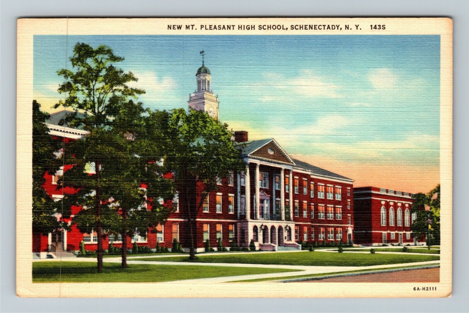 Schenectady NY-New York, New Mt Pleasant High School, Vintage Postcard