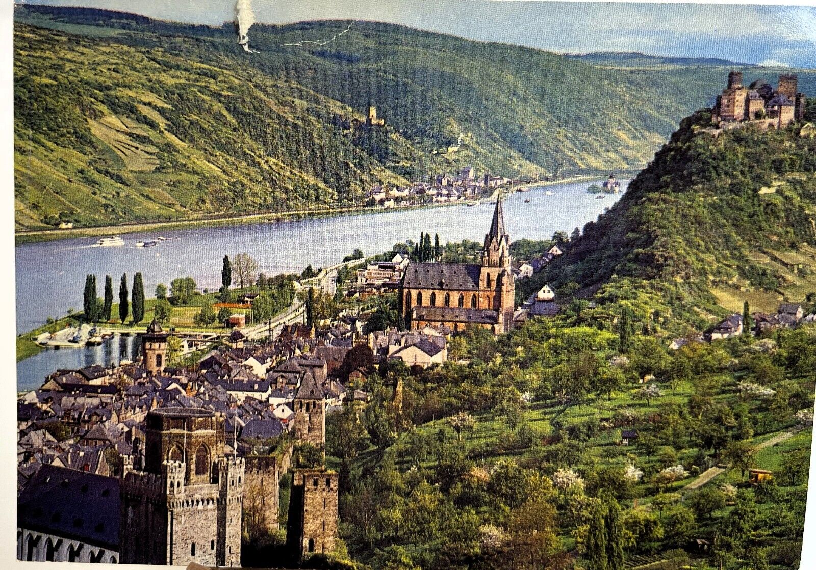 The Rhine Oberwesel and Schonburg  RPPC Damaged