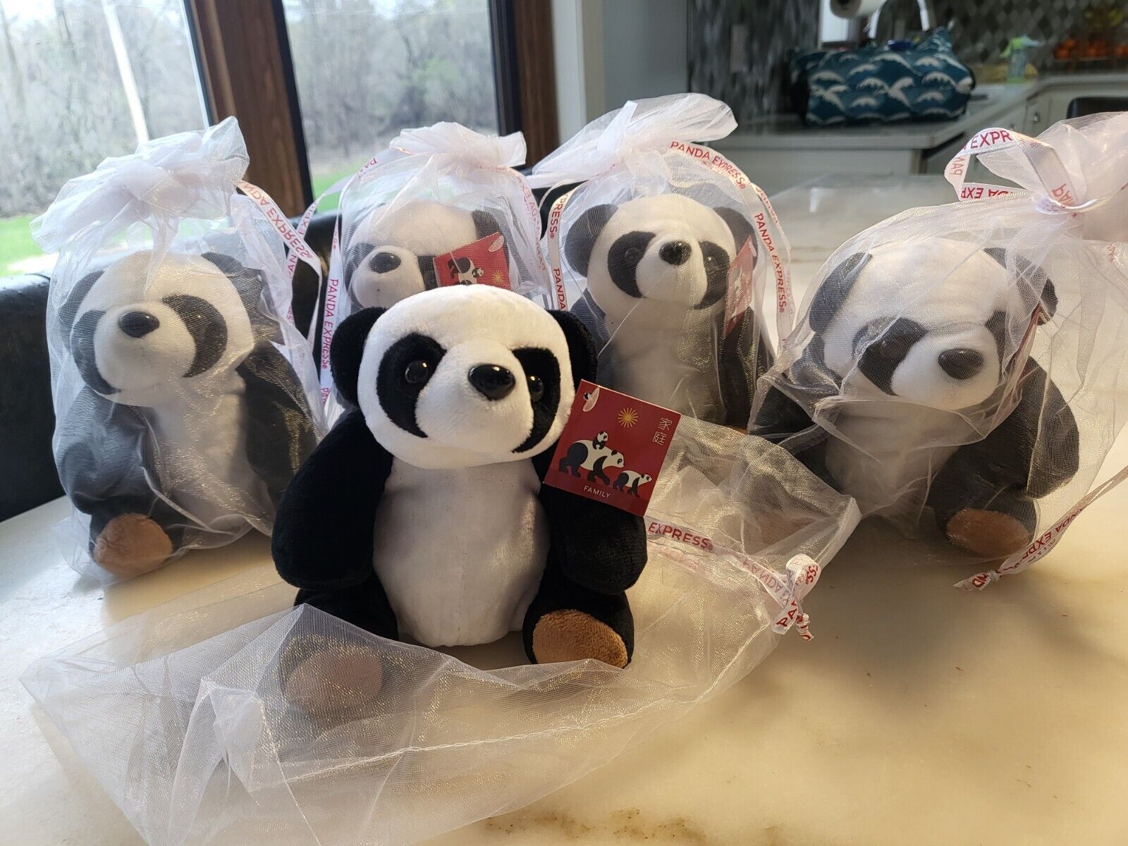 Lot Of FIVE Panda Express PEI PEI Panda Bear Stuffed Animal Plush New With Tags