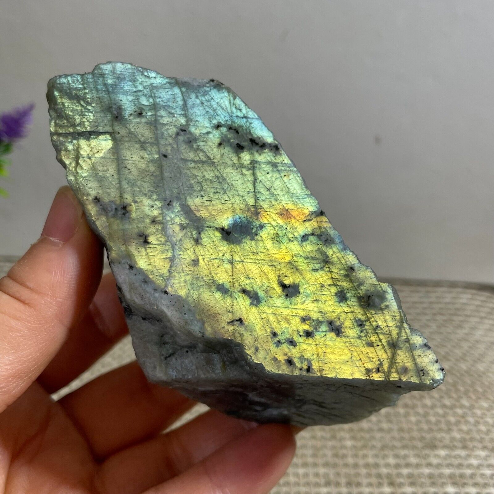 218g Top Labradorite Crystal Stone Natural Rough Mineral Specimen Healing bc1653