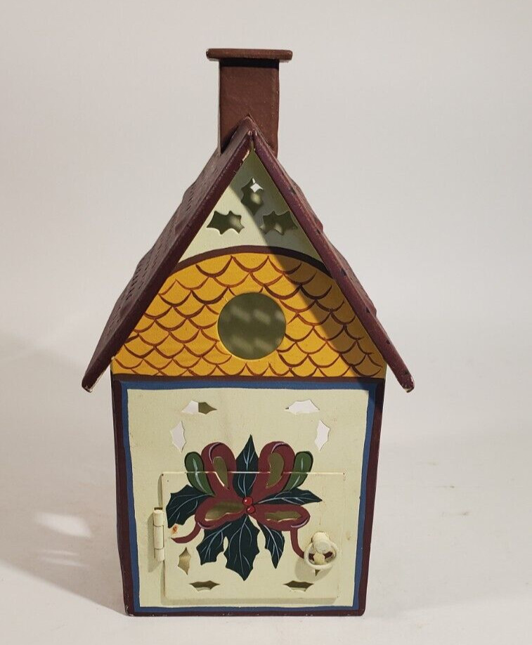 Vintage LENOX Birdhouse Votive Winter Greetings Toleware Metal Candle Holder