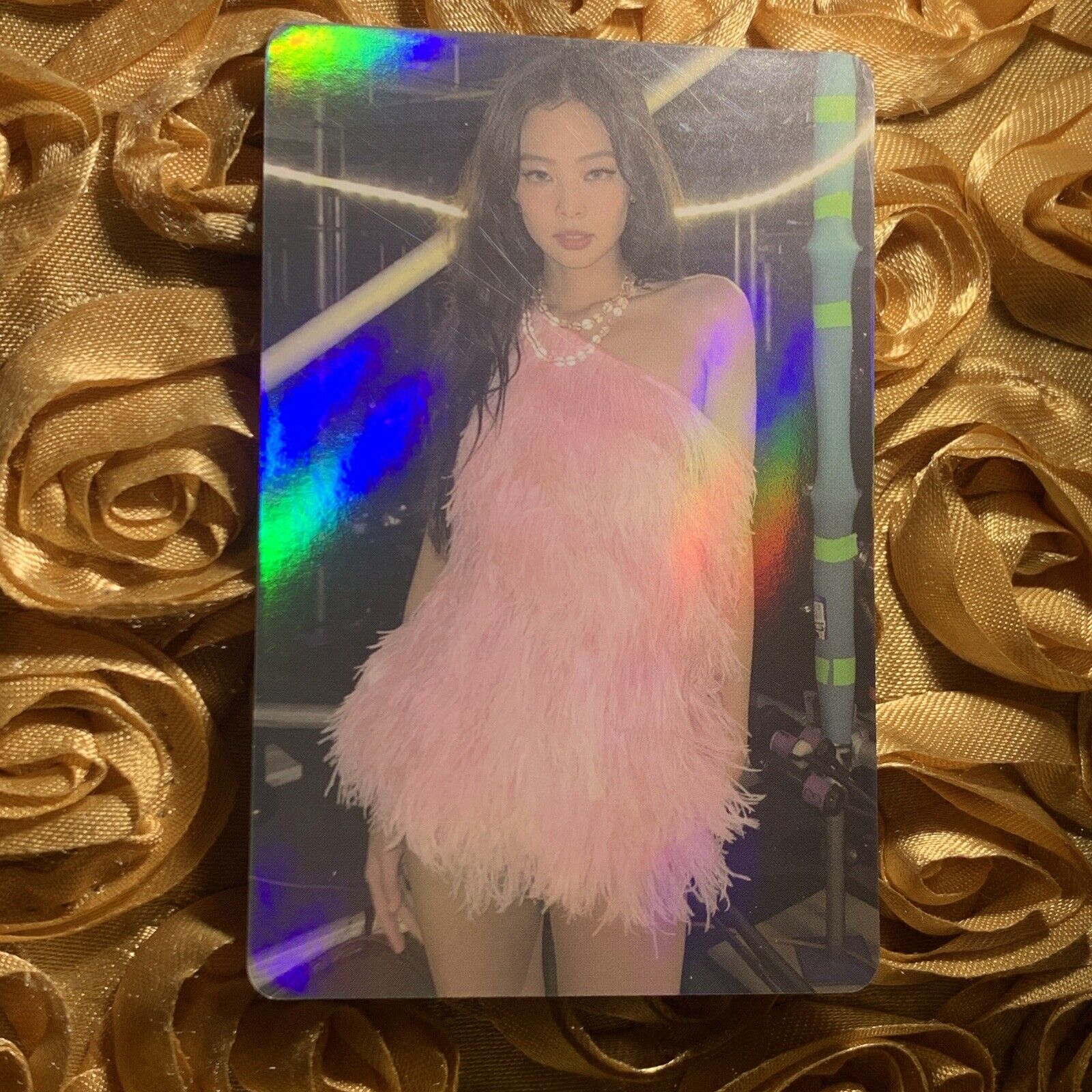 JENNIE KIM BLACKPINK GAME Edition Celeb KPOP Girl Laser Photo Card Baby Pink
