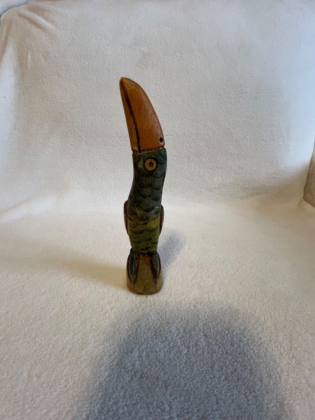 Hand Carved and Painted Wooden Parrot 5.75\