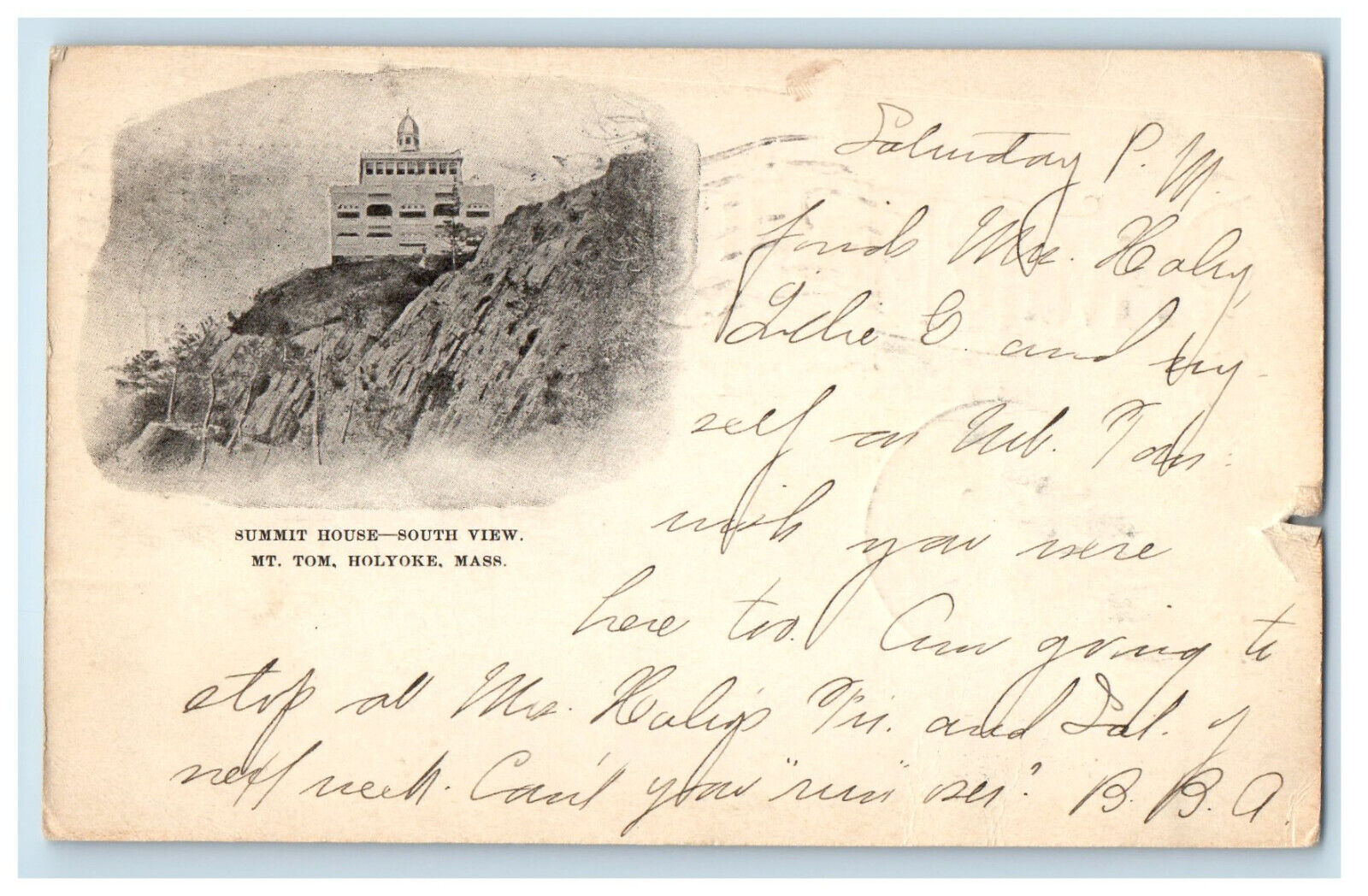 1904 Summit House, Mt. Tom Holyoke MA Chestnut Hill Boston MA PMC Postcard
