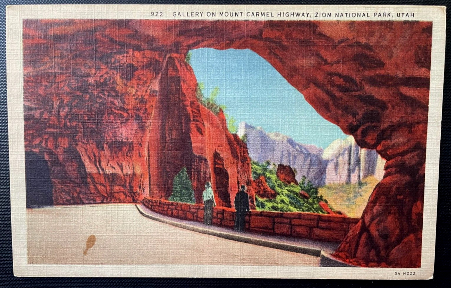 Vintage Postcard 1933 Mount Carmel Hwy, Zion National Park, Springdale, Utah