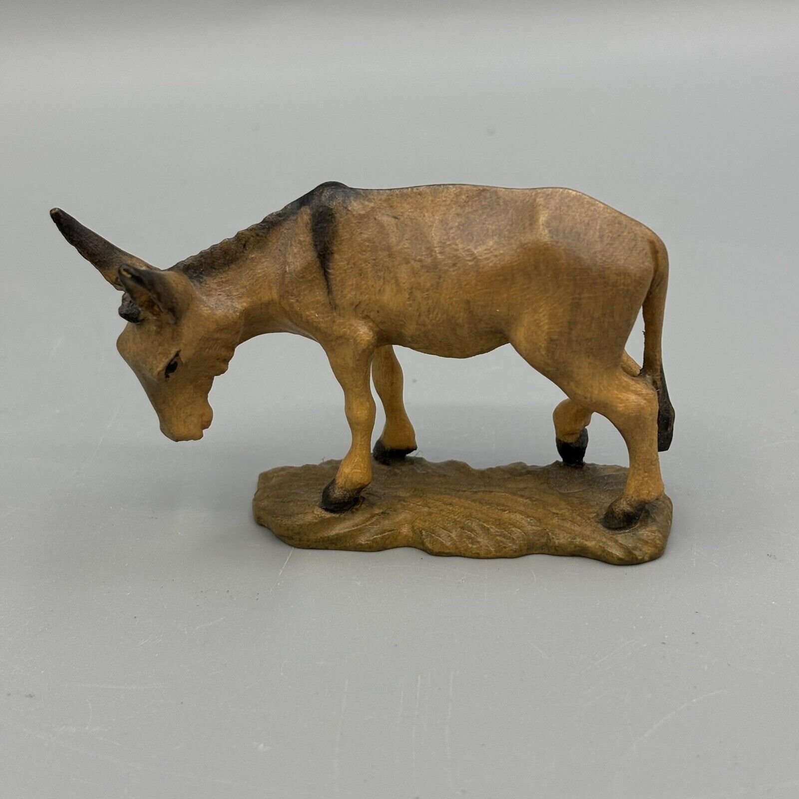 Vintage ANRI Wooden Hand Carved Bernardi Nativity Donkey 3 Inch
